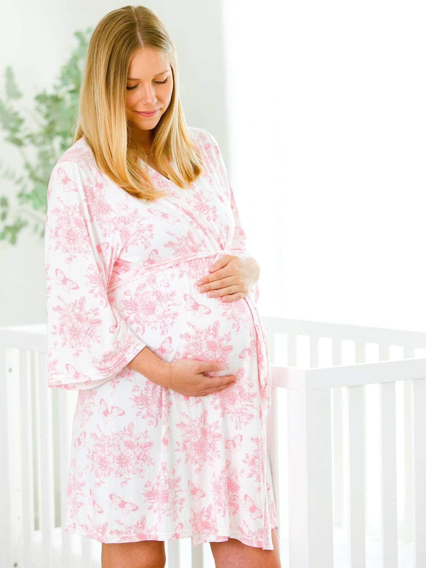 Butterfly Garden Toile Maternity Robe