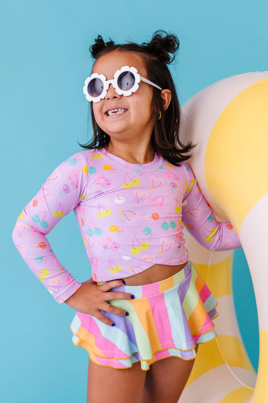 Toddler Girl Rashguard Skirted 2-Piece: Cherry Crush