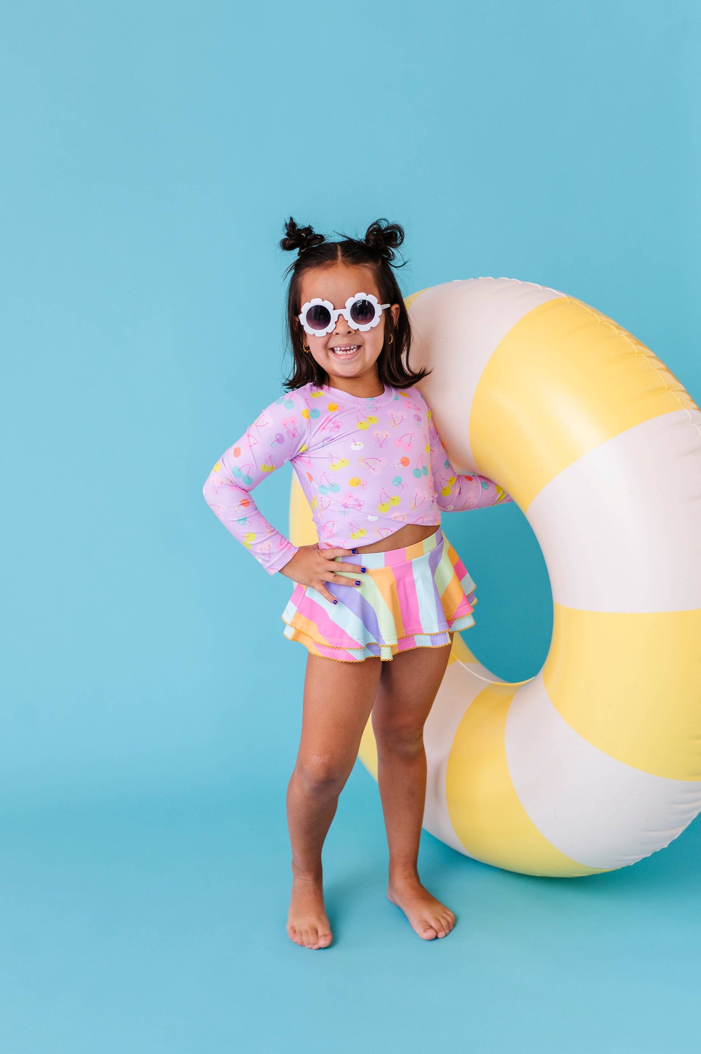 Toddler Girl Rashguard Skirted 2-Piece: Cherry Crush