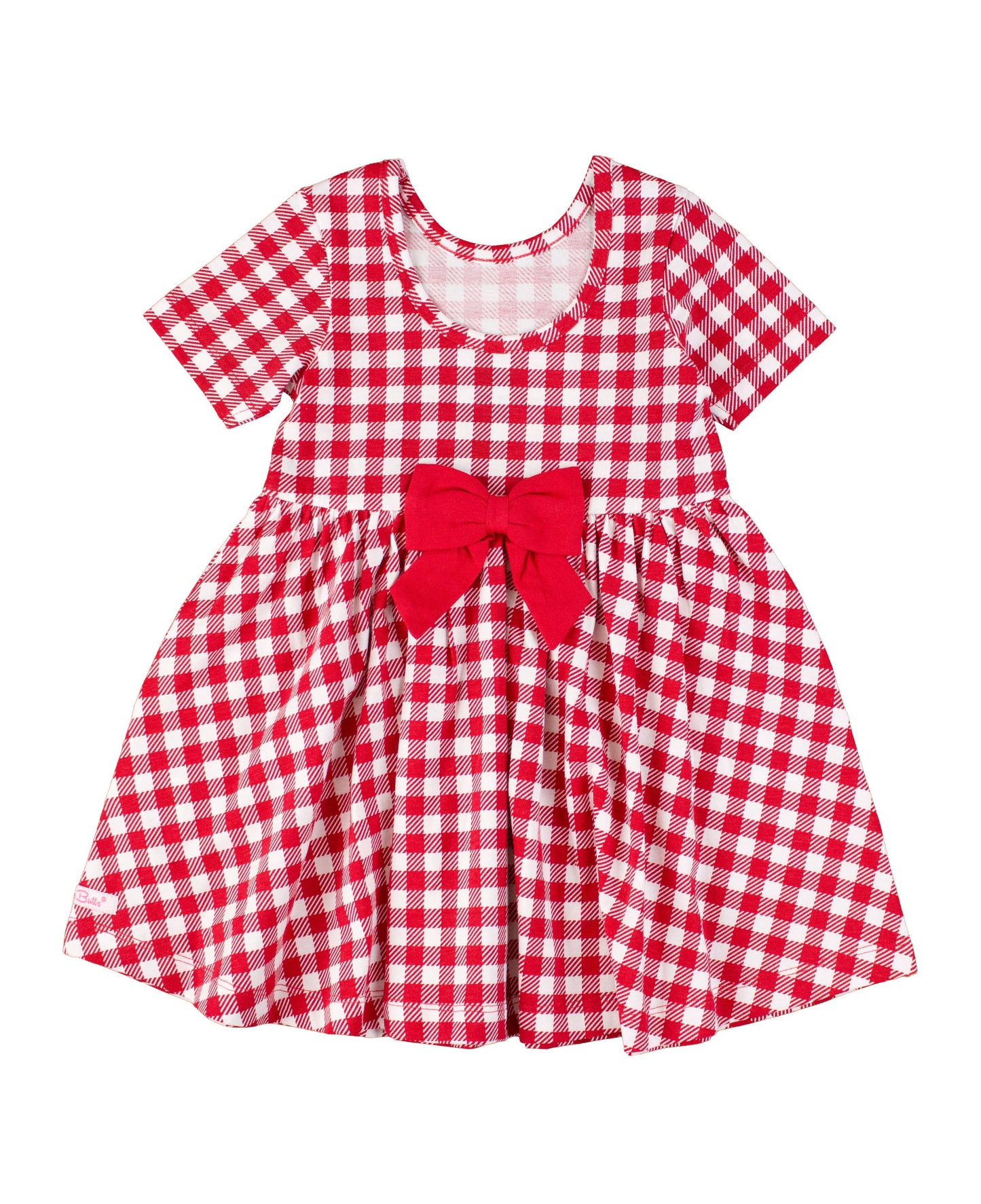 Toddler Girls Red Gingham Short Sleeve Knit Twirl Dress