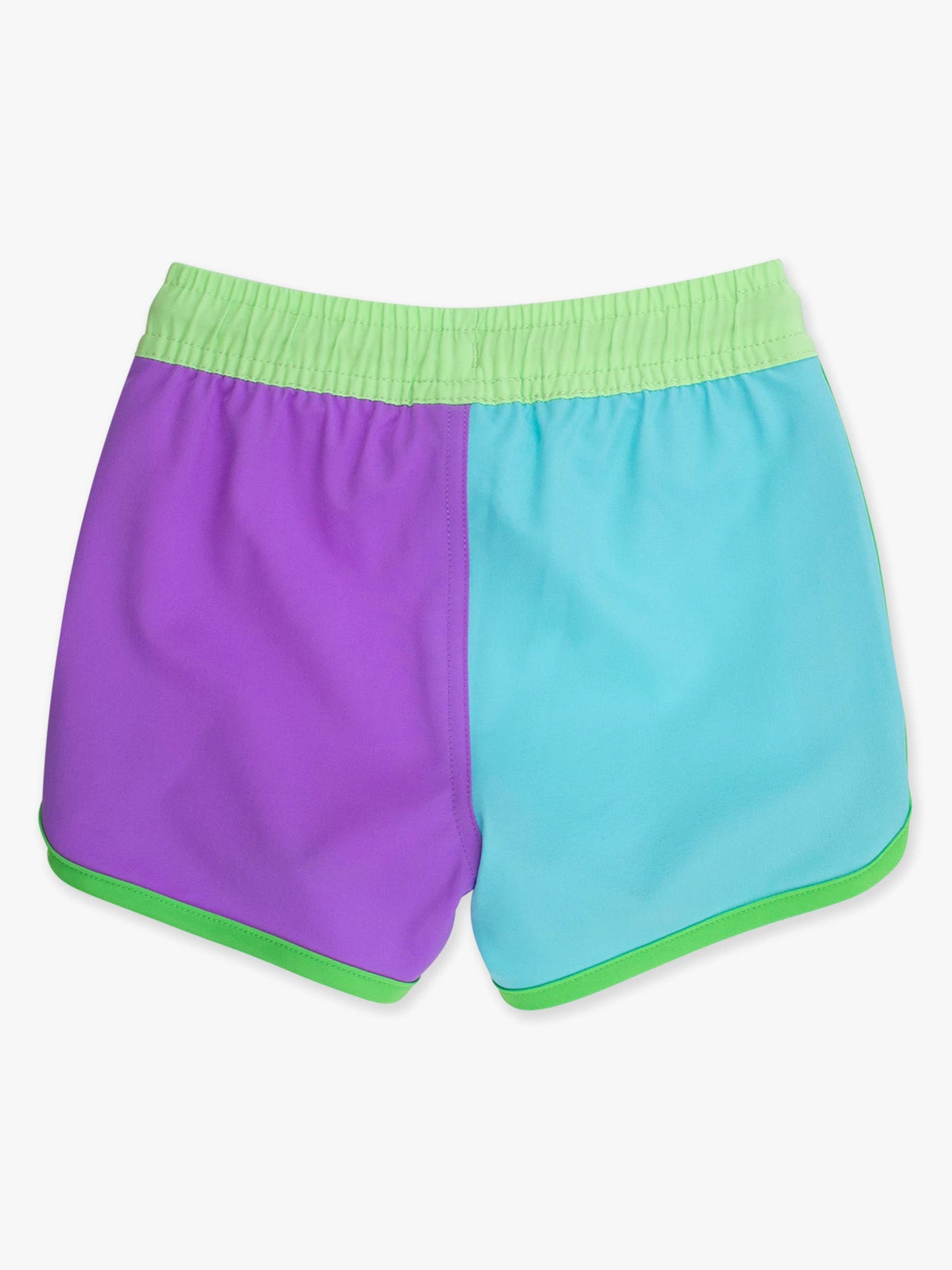Boys Dolphin Hem Swim Trunks: Neon
