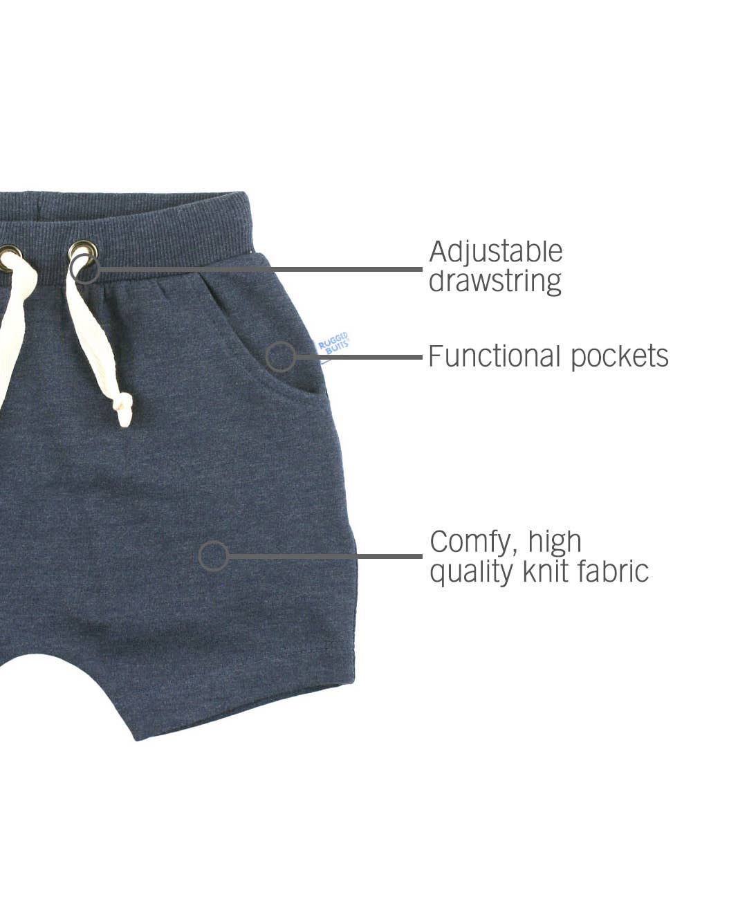 Baby Boys Heather Navy Jogger Shorts